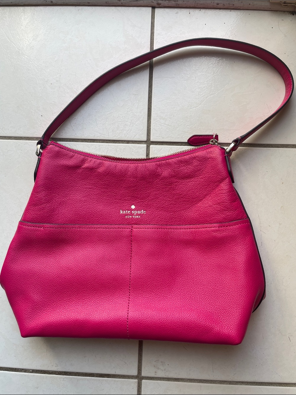 kate spade Fuchsia Pebbled Leather Shoulder Bag